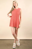 VERY J Slit Round Neck Top and Shorts Sweater Set - felvior