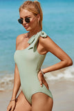 Tied One Shoulder One-Piece Swimwear - felvior