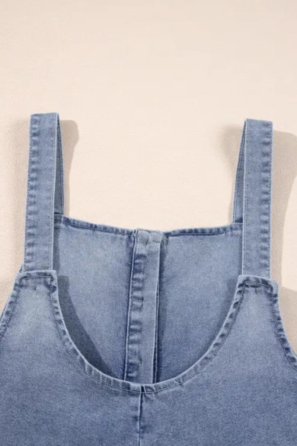 Wide Strap Denim Overalls with Pockets - felvior