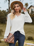 Round Neck Flounce Sleeve Top - felvior