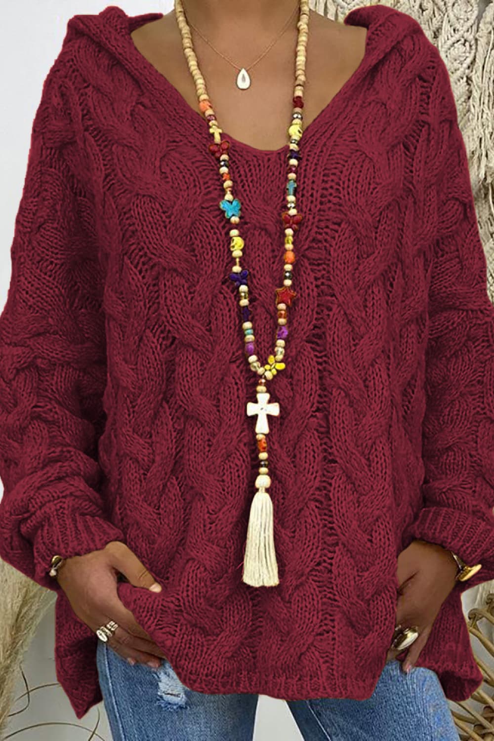 Cable-Knit Hooded Sweater - felvior