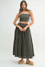 MABLE Floral Crop Top and Skirt Set