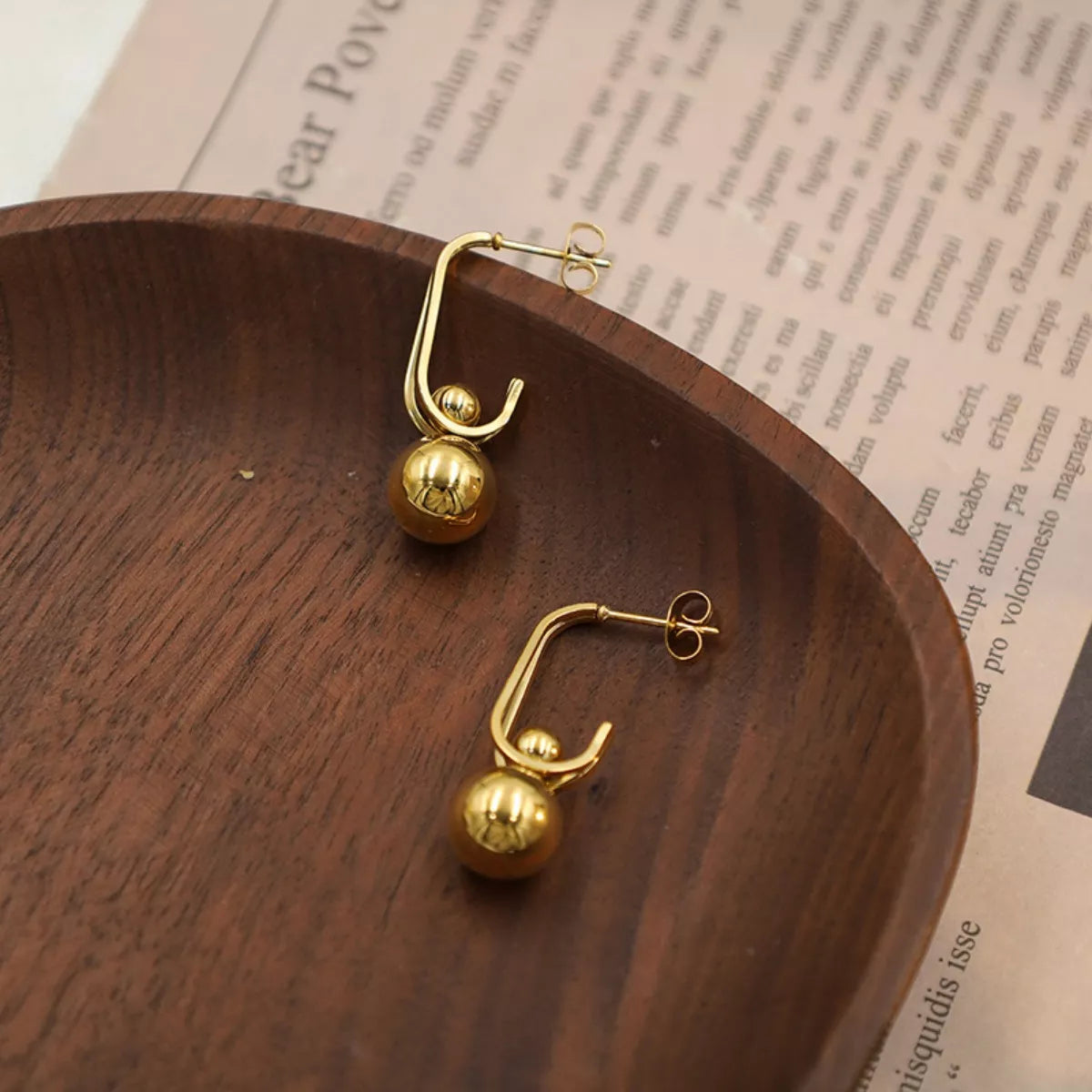 18K Gold-Plated Ball Drop Earrings Secondary image