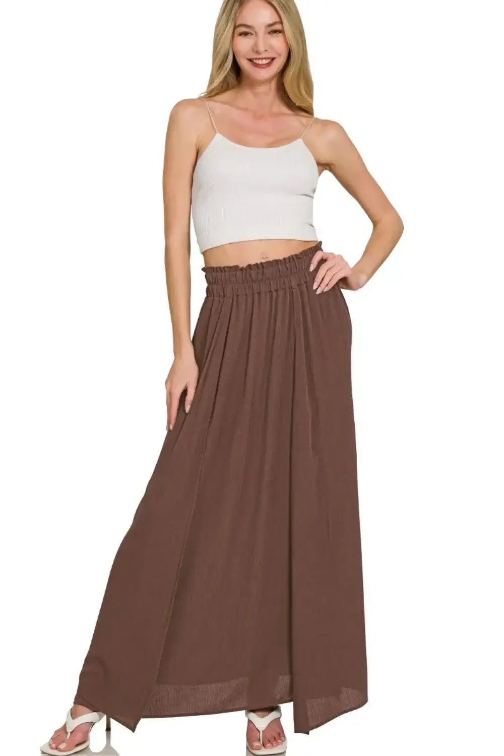 Zenana Woven Crinkle Gauze Long Skirts