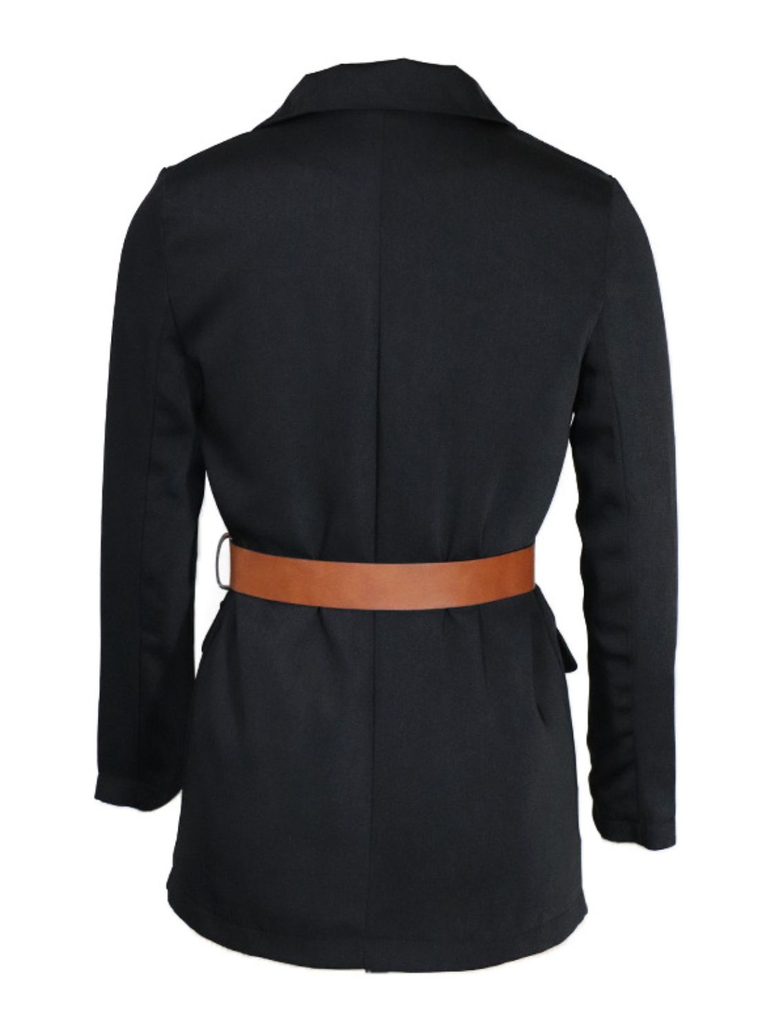 Buttoned Lapel Collar Long Sleeve Blazer - felvior