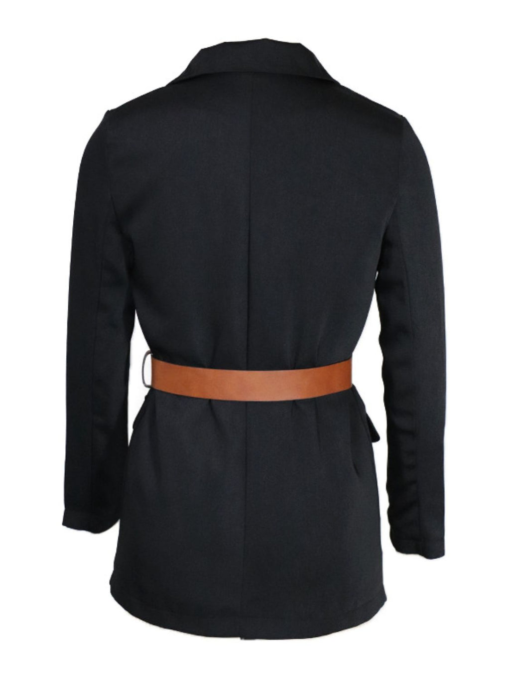 Buttoned Lapel Collar Long Sleeve Blazer