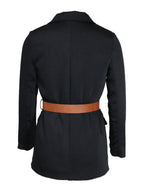 Buttoned Lapel Collar Long Sleeve Blazer