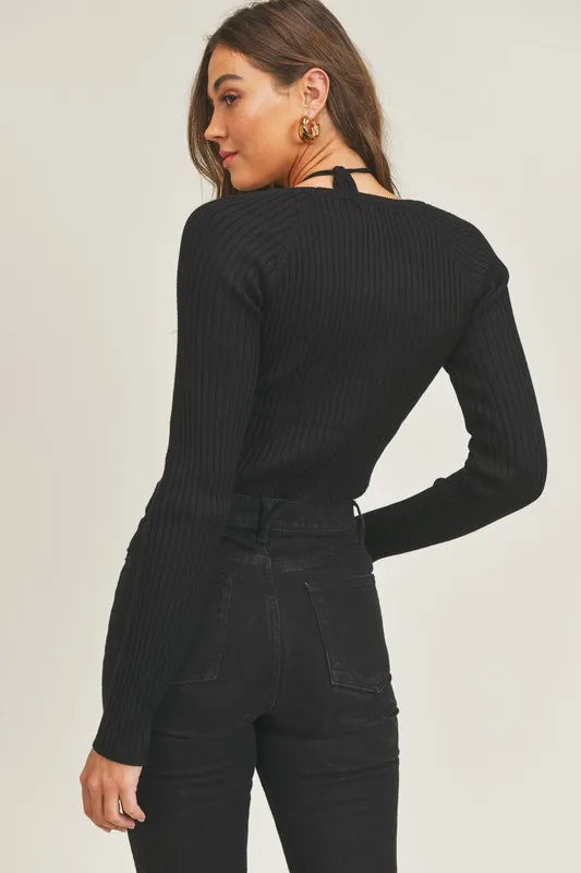 MABLE Long Sleeve Crop Sweater Top and Inner Bra Set - felvior