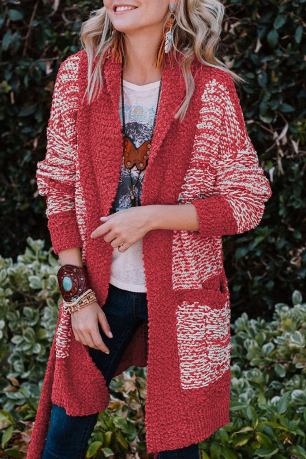 Contrast Trim Open Front Longline Cardigan - felvior