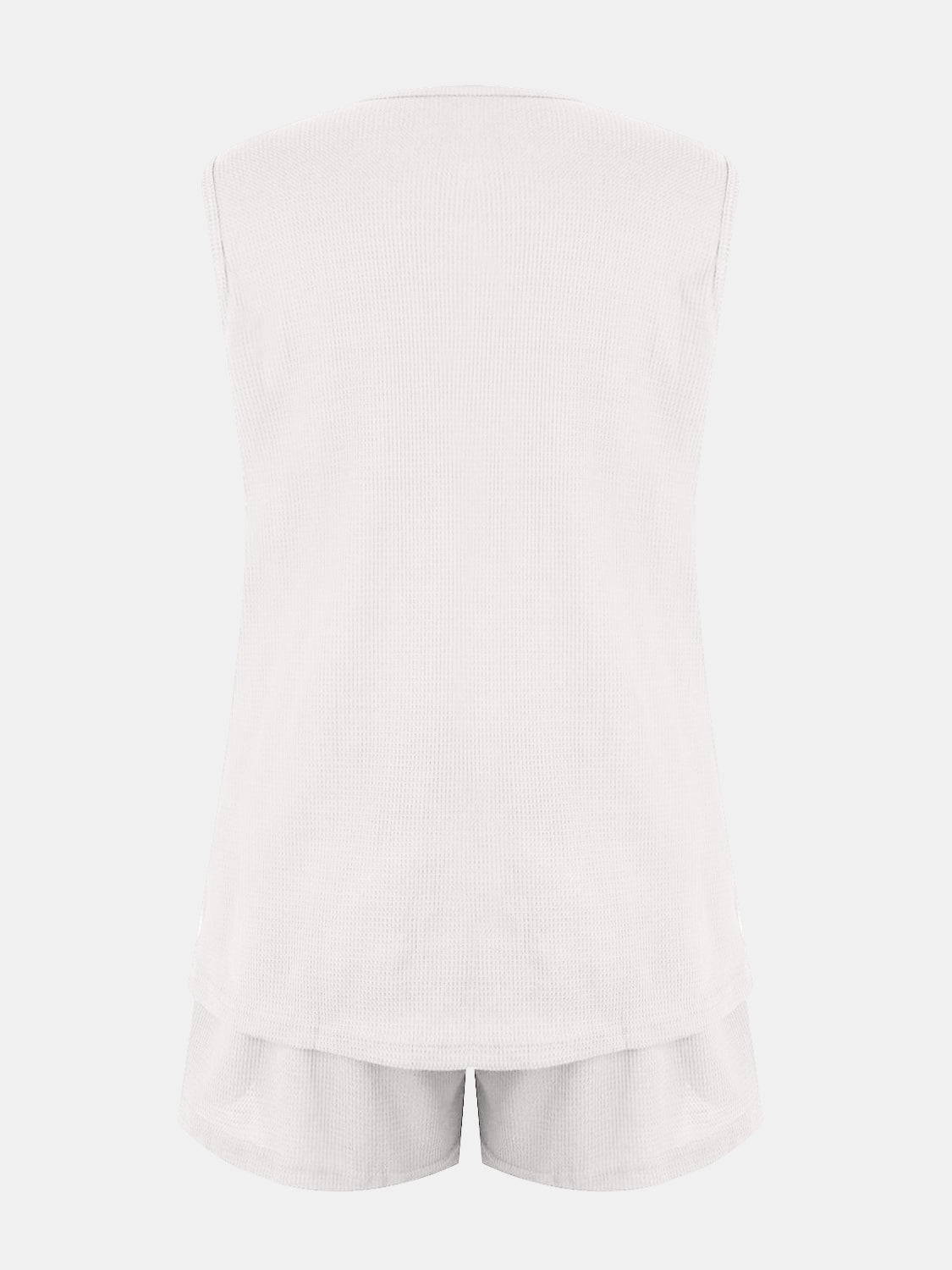 Full Size Waffle-Knit Notched Top and Shorts Set - felvior