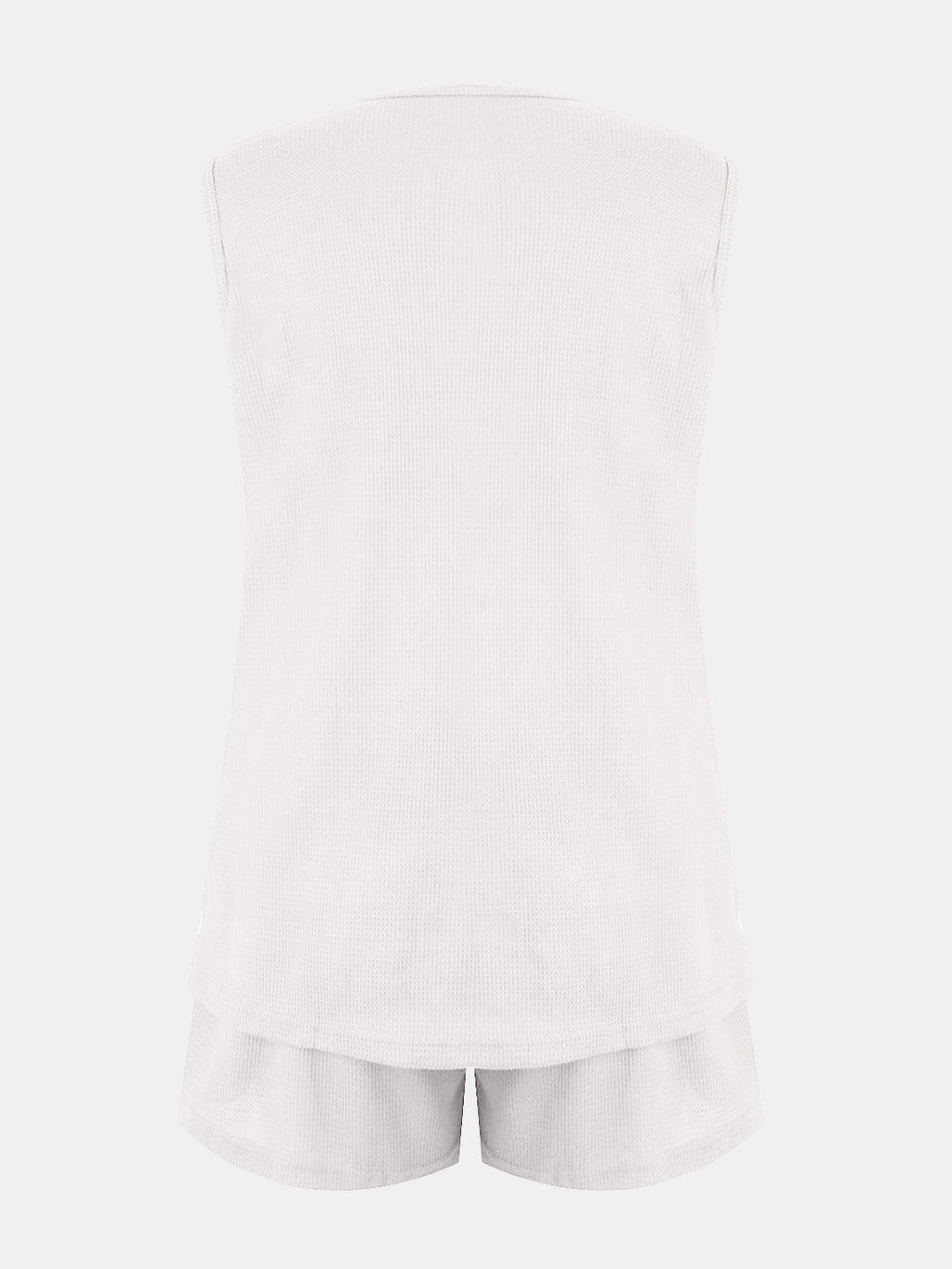 Full Size Waffle-Knit Notched Top and Shorts Set