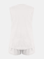 Full Size Waffle-Knit Notched Top and Shorts Set