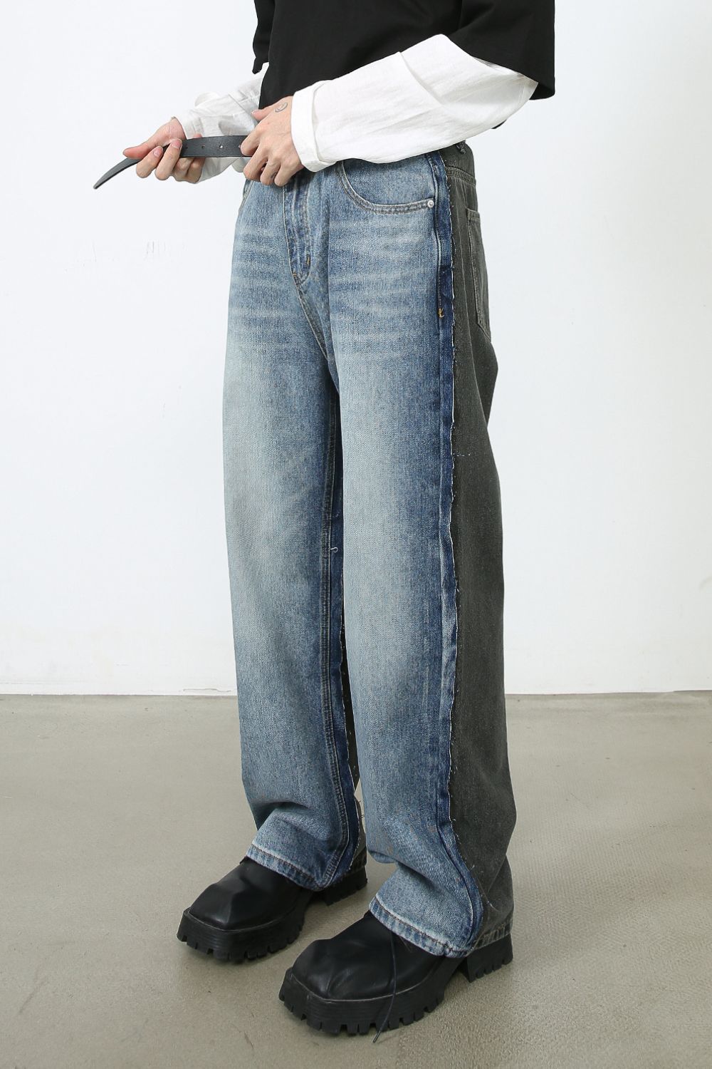 Men's Contrast Loose Fit Jeans Zweitbild