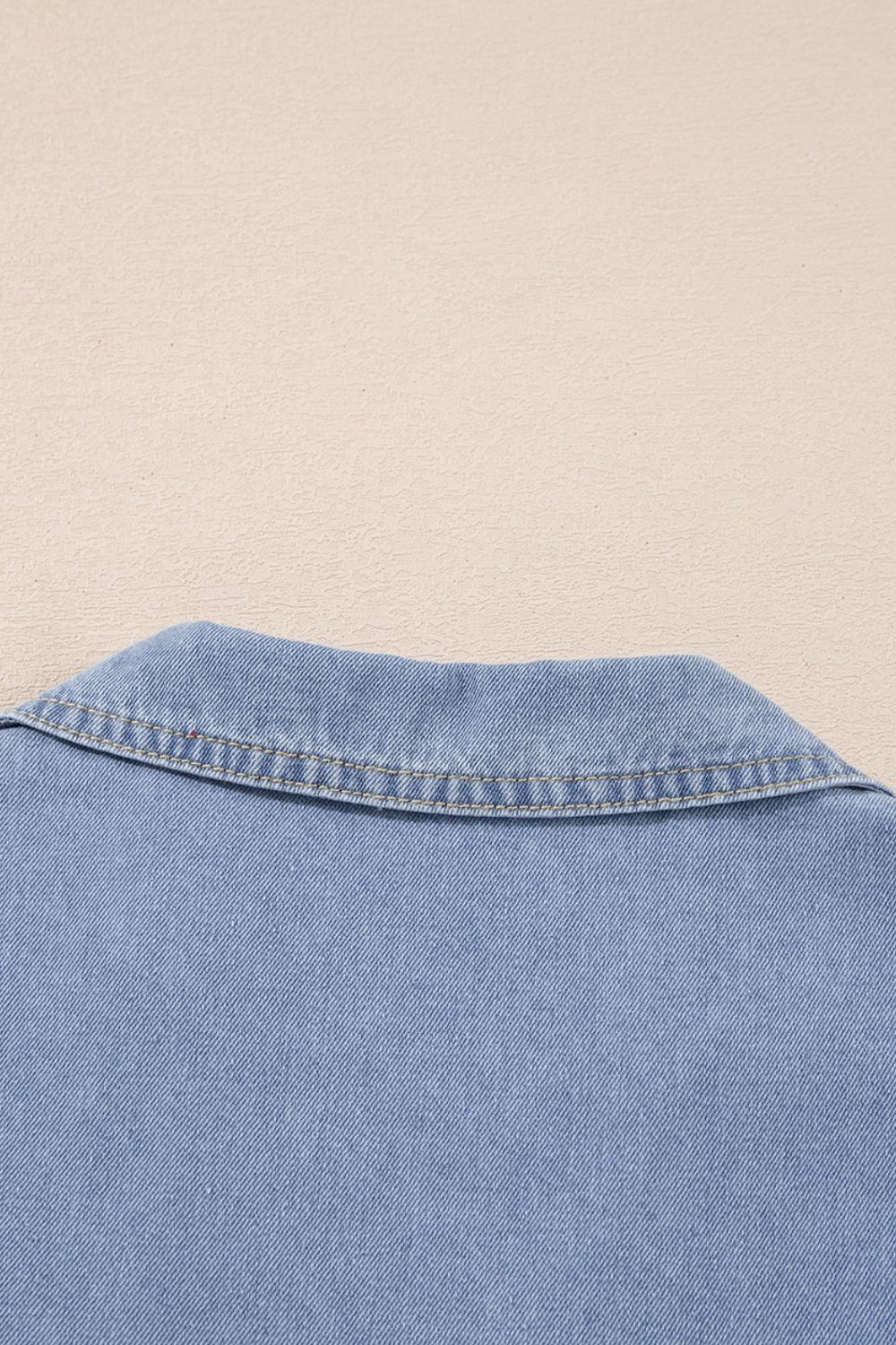 Lapel Neck Cap Sleeve Denim Babydoll Dress - felvior