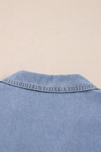 Lapel Neck Cap Sleeve Denim Babydoll Dress