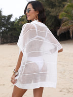 Hollow Out Collared Neck Cover-Up