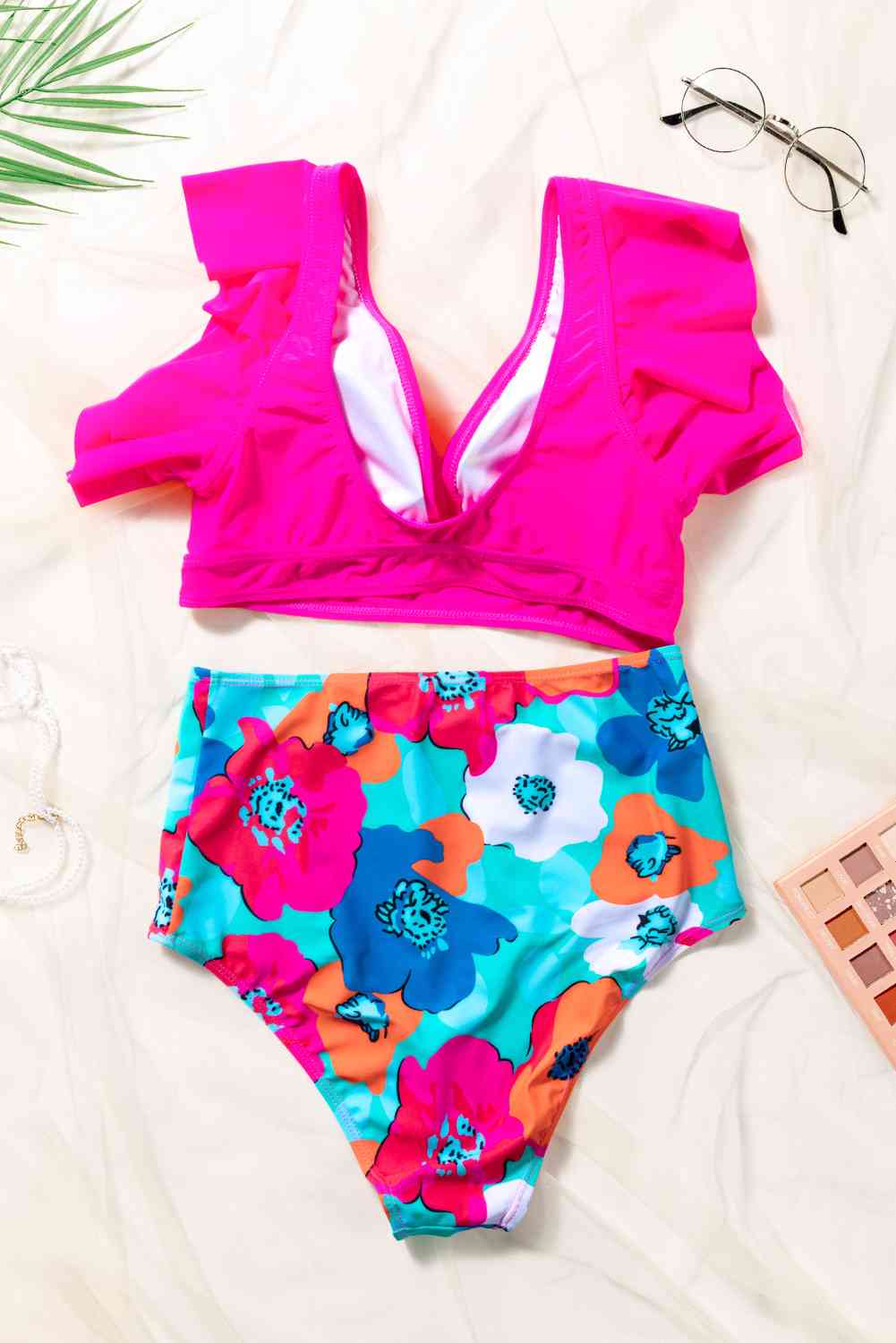 Cropped Swim Top and Floral Bottoms Set - felvior
