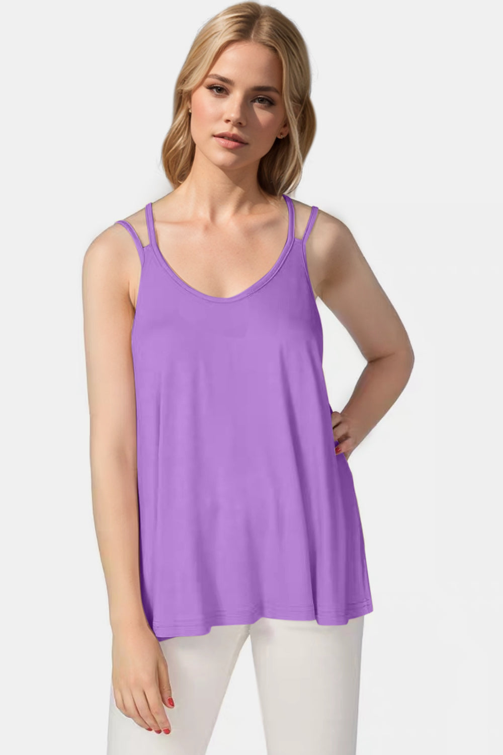 Basic Bae Bamboo Scoop Neck Double Spaghetti Straps Cami - felvior