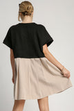 Umgee Full Size Round Neck Pleated Dress with Side Pockets Plus Size - felvior