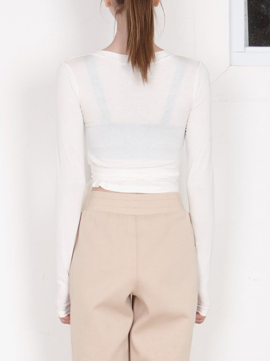 Tied Surplice Long Sleeve Top