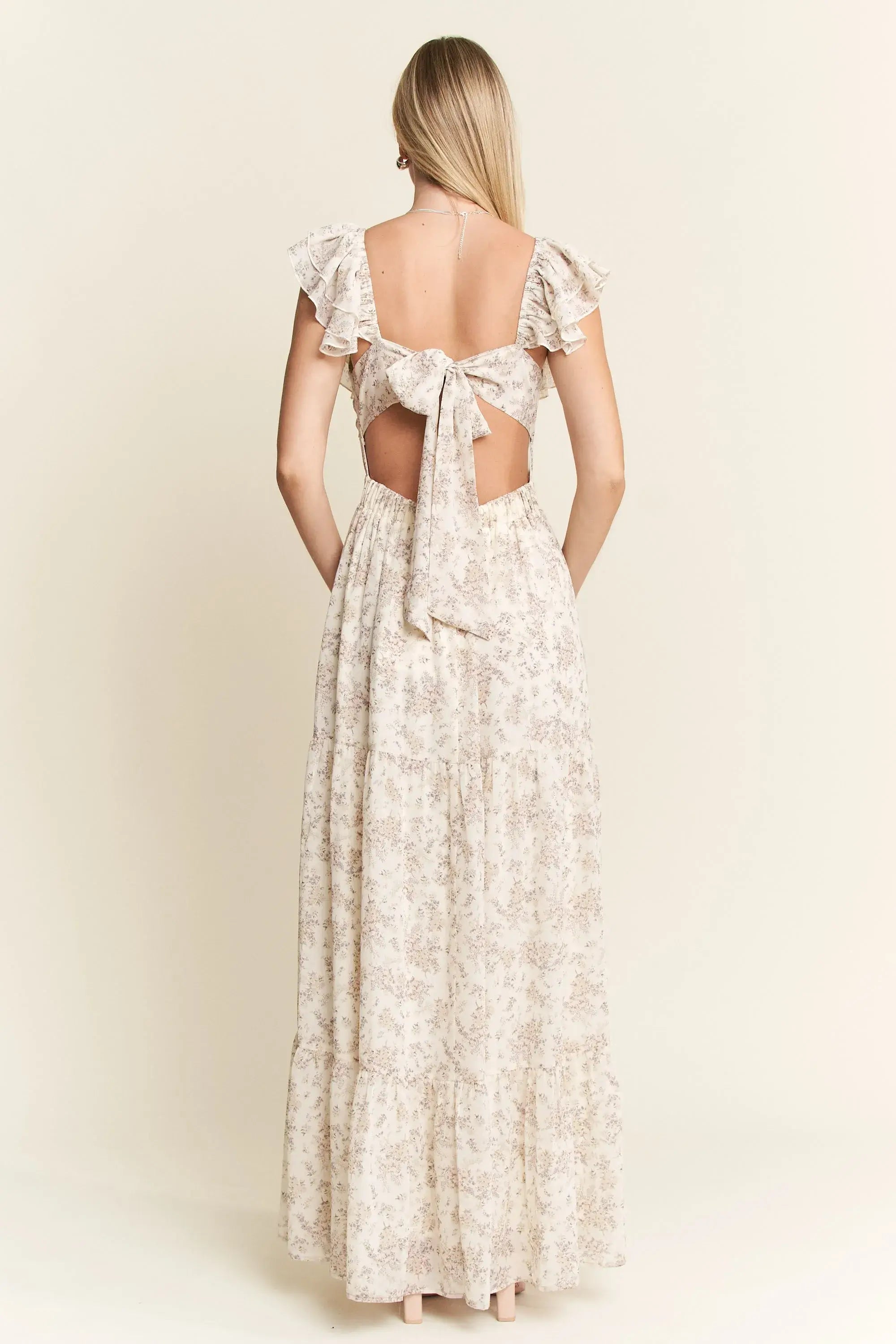 Jade By Jane Full Size Ruffle Sleeve Tiered Maxi Dress Plus Size