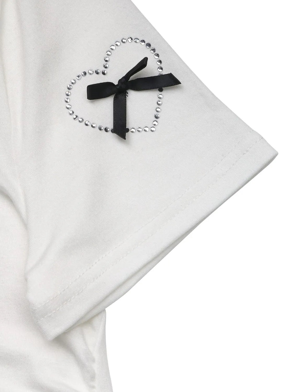 Heart Bow Round Neck Short Sleeve T-Shirt