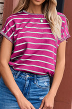 Striped Short Sleeve Knit Top