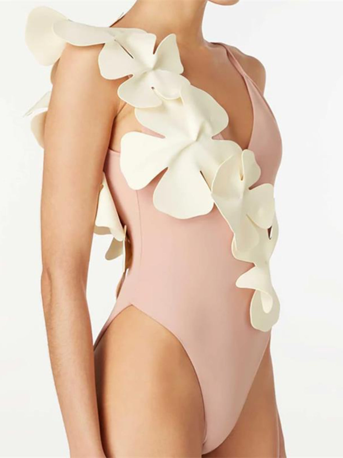 Contrast Flower Spaghetti Strap One-Piece Swimwear