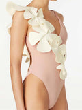 Contrast Flower Spaghetti Strap One-Piece Swimwear - felvior