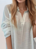 Full Size Side Slit Roll-Tab Sleeve Mini Shirt Dress Plus Size