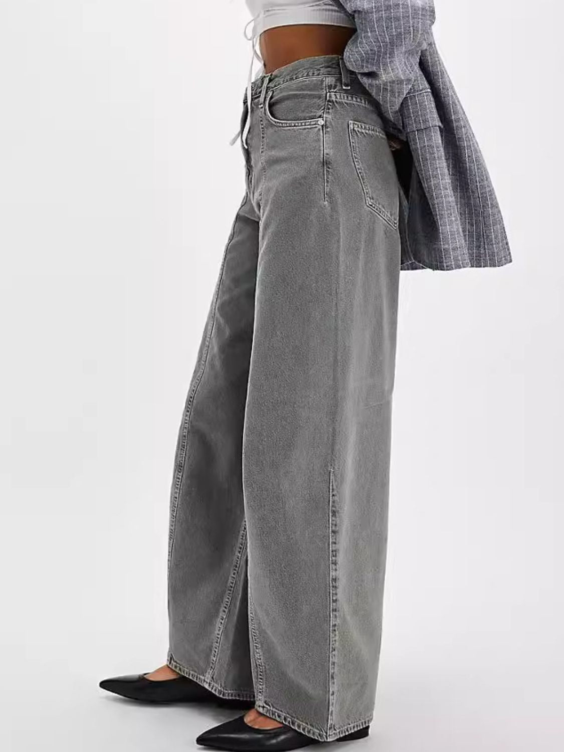 Wide Leg Jeans with Pockets - felvior