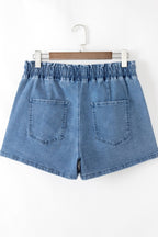 Drawstring High Waist Denim Shorts with Pockets