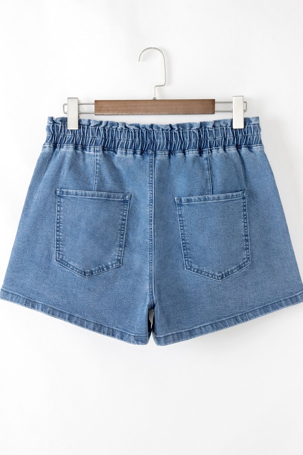 Drawstring High Waist Denim Shorts with Pockets - felvior