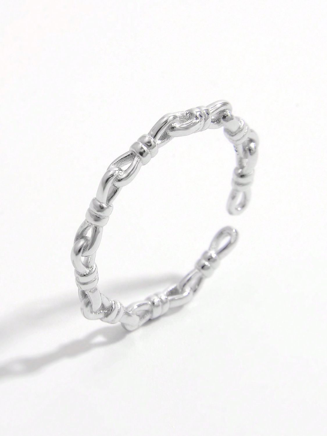 925 Sterling Silver Knot Shape Open Ring - felvior