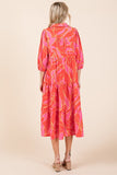Mittoshop Tiered Printed Collared Neck Midi Dress - felvior