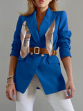 Buttoned Lapel Collar Long Sleeve Blazer - felvior