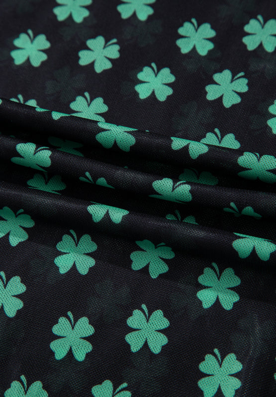 Lucky Clover Mock Neck Long Sleeve Bodysuit - felvior
