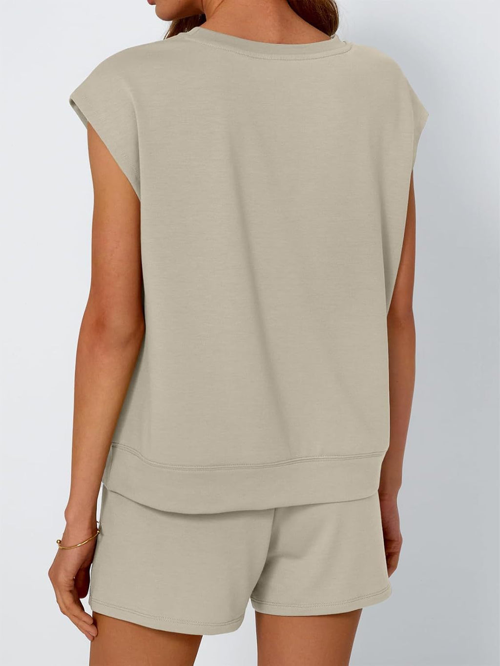 Round Neck Cap Sleeve Top and Shorts Set