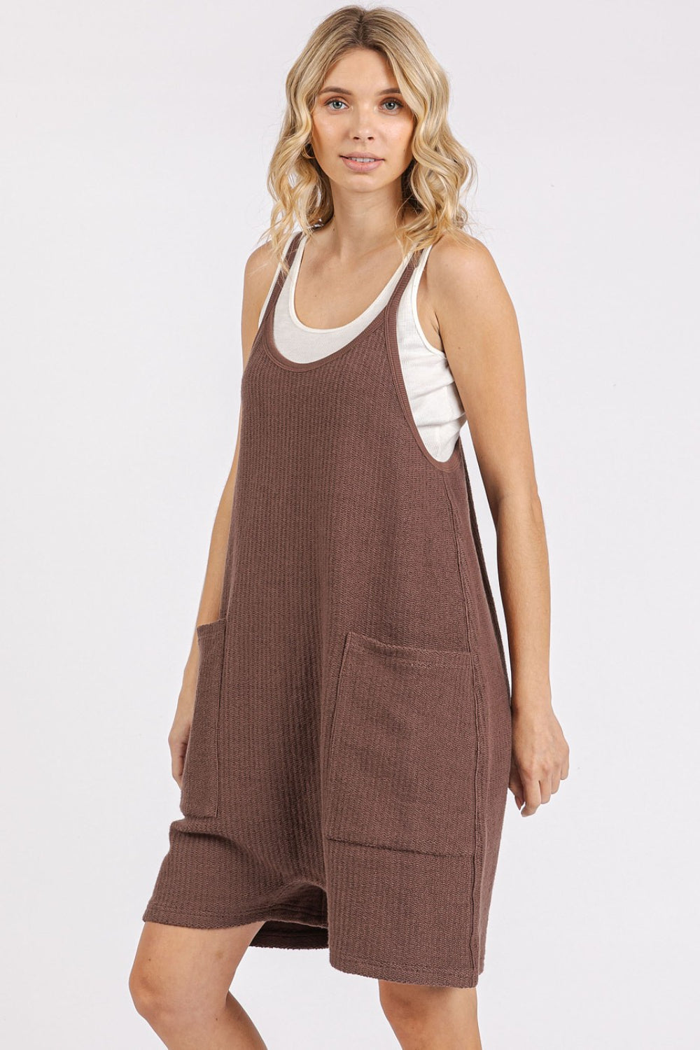 Mittoshop Scoop Neck Spaghetti Strap Overalls with Pockets - felvior