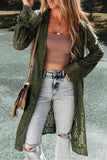 Openwork Open Front Long Sleeve Cardigan - felvior