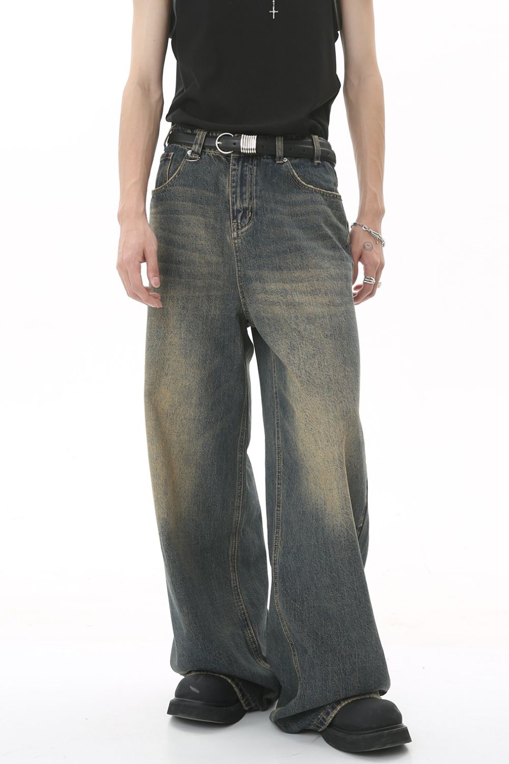 Men's Wide Leg Jeans with Pockets
