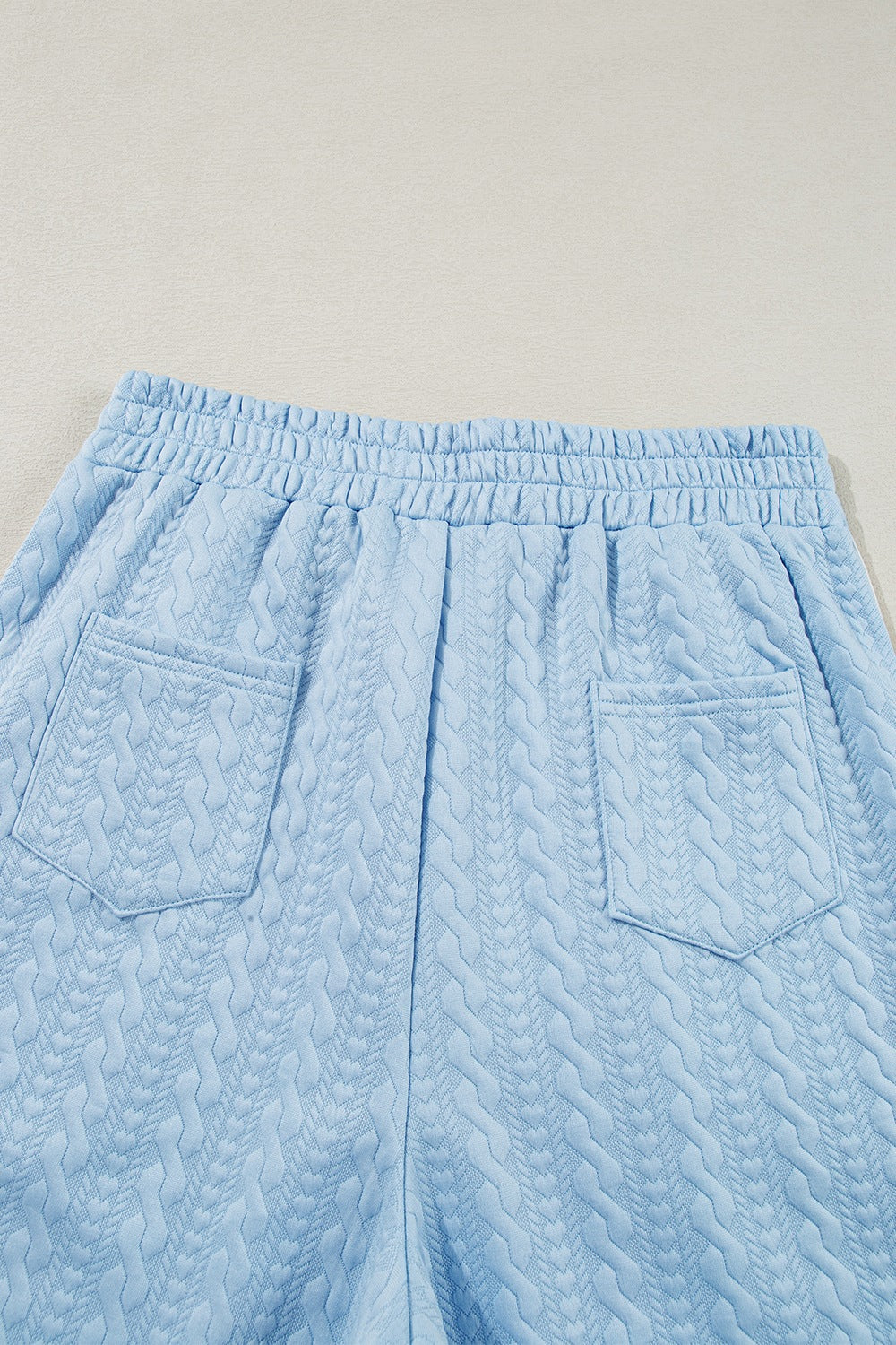 Textured Contrast Edge Top and High Waist Pants Set