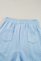 Textured Contrast Edge Top and High Waist Pants Set