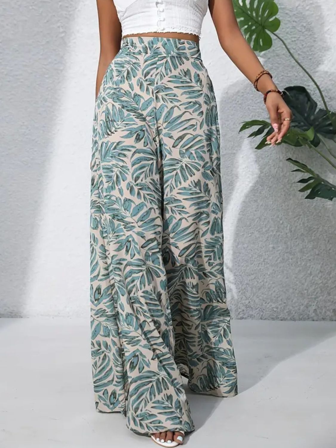 Printed High Waist Wide Leg Pants - felvior
