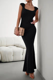 Devine Cap Sleeve Scoop Neck Maxi Dress - felvior