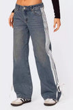 Side Striped Loose Fit Jeans - felvior