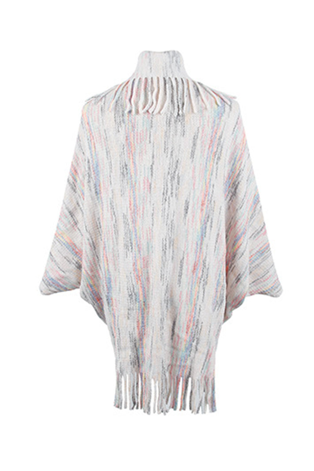 Fringe Detail Printed Poncho - felvior