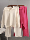 Johnny Collar Long Sleeve Top and Pants Sweater Set - felvior