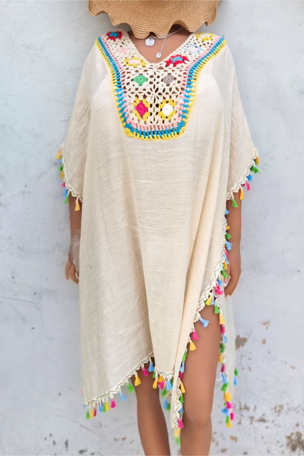 Tassel Detail Embroidery Dress - felvior