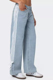 Side Striped Loose Fit Jeans - felvior